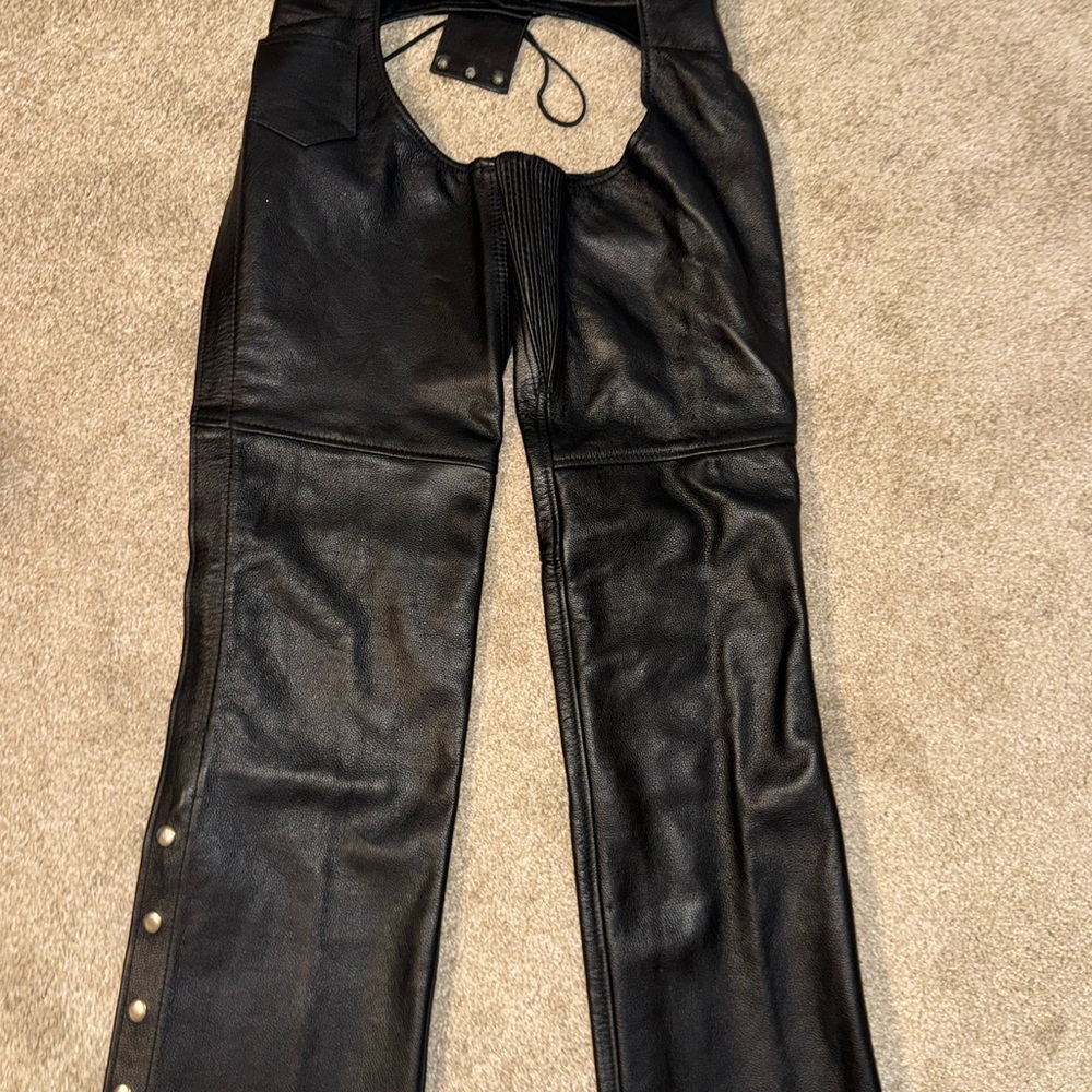 Element Black Leather Motorcycle Chaps
